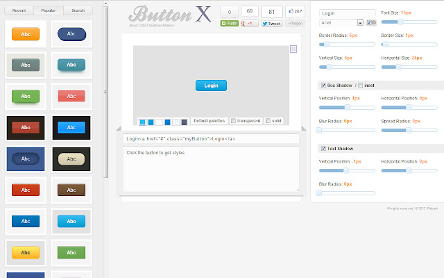 Button Generator  from Chrome web store to be run with OffiDocs Chromium online