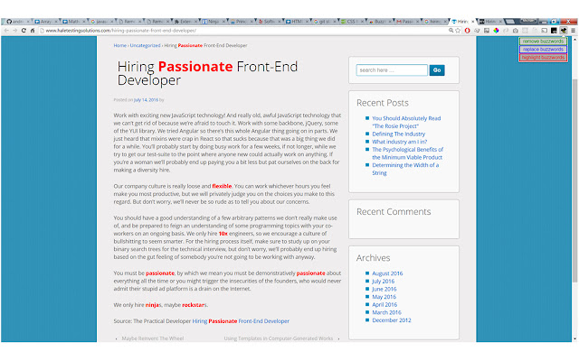 BuzzKill Job Search Buzzword Squasher  from Chrome web store to be run with OffiDocs Chromium online