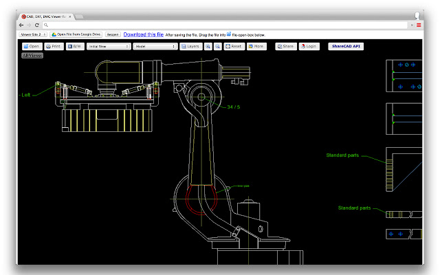 CAD, DXF, DWG Viewer for Drive  from Chrome web store to be run with OffiDocs Chromium online