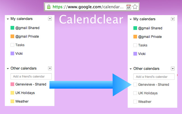 Calendclear  from Chrome web store to be run with OffiDocs Chromium online