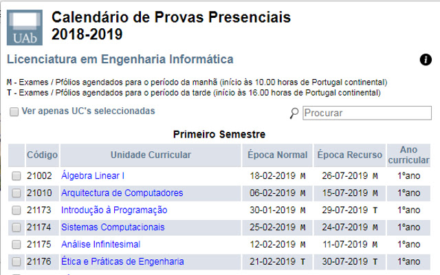 Calendário UAb 2018/2019  from Chrome web store to be run with OffiDocs Chromium online