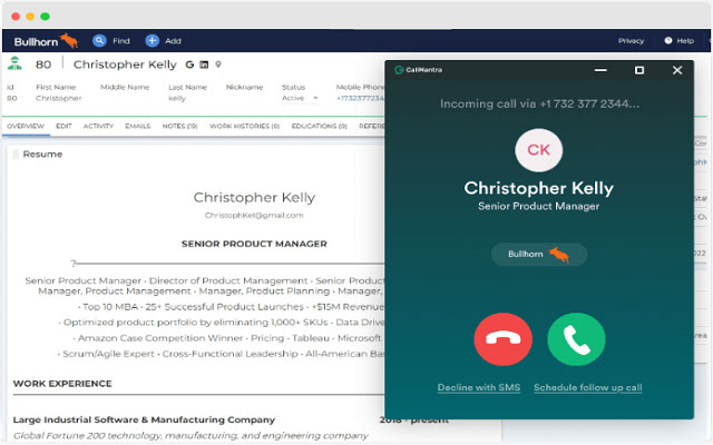 CallMantra Chrome Extension  from Chrome web store to be run with OffiDocs Chromium online