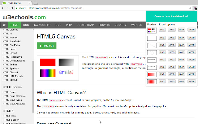 Canvas downloader. Find and export.  from Chrome web store to be run with OffiDocs Chromium online