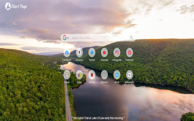 Cape Breton Start Page  from Chrome web store to be run with OffiDocs Chromium online