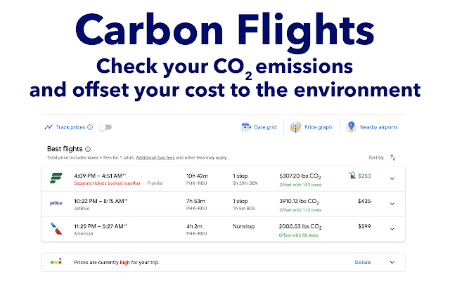 Carbon Flights  from Chrome web store to be run with OffiDocs Chromium online