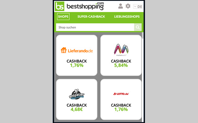 Cashback DE Bestshopping  from Chrome web store to be run with OffiDocs Chromium online