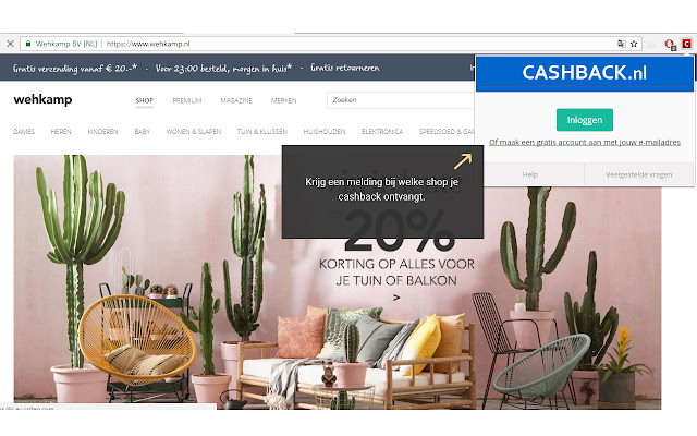 Cashback.nl  from Chrome web store to be run with OffiDocs Chromium online