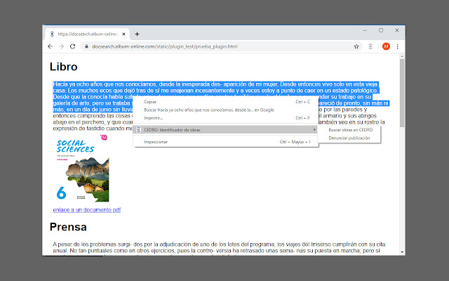 CEDRO: Identificador de obras  from Chrome web store to be run with OffiDocs Chromium online