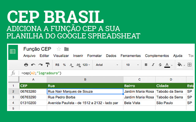 CEP BRASIL  from Chrome web store to be run with OffiDocs Chromium online