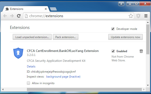 CFCA CertEnrollment.BankOfLuoYang Extension  from Chrome web store to be run with OffiDocs Chromium online