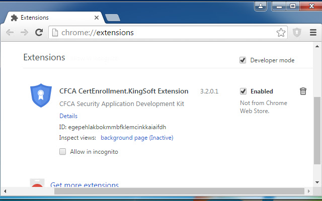 CFCA CertEnrollment.KingSoft Extension  from Chrome web store to be run with OffiDocs Chromium online