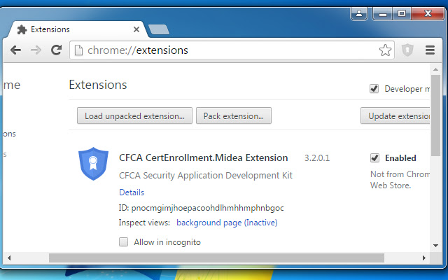 CFCA CertEnrollment.Midea Extension  from Chrome web store to be run with OffiDocs Chromium online