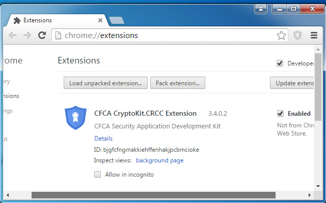 CFCA CryptoKit.CRCC Extension  from Chrome web store to be run with OffiDocs Chromium online