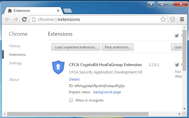 CFCA CryptoKit.HuaFaGroup Extension  from Chrome web store to be run with OffiDocs Chromium online