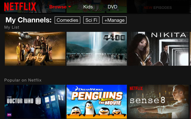 Channels for Netflix  from Chrome web store to be run with OffiDocs Chromium online