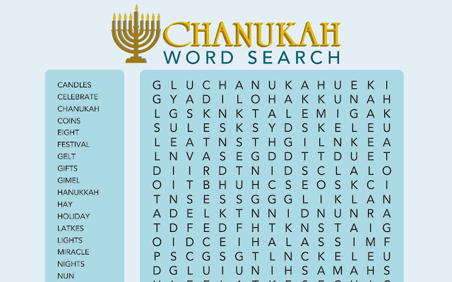 Chanukah Word Search  from Chrome web store to be run with OffiDocs Chromium online