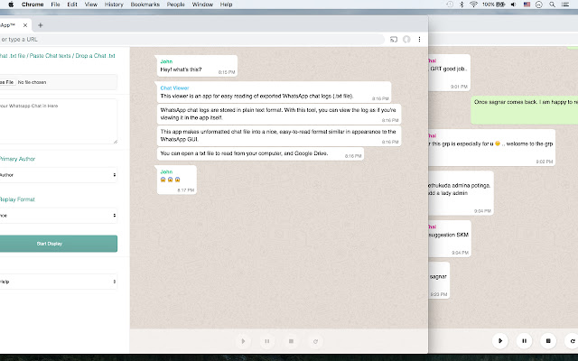 Chat Viewer for WhatsApp™  from Chrome web store to be run with OffiDocs Chromium online