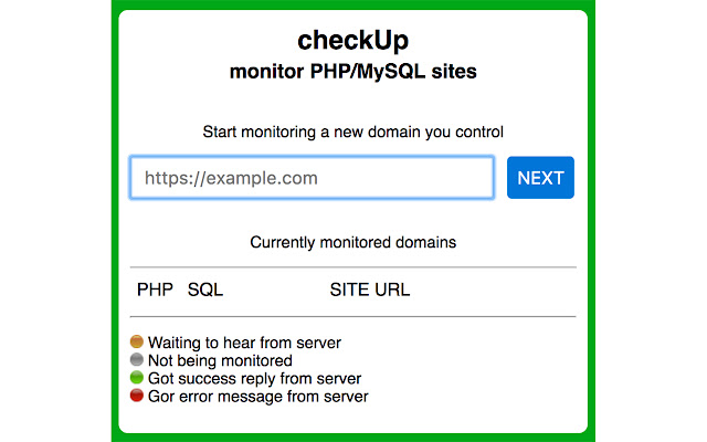 checkUp_phpsql  from Chrome web store to be run with OffiDocs Chromium online