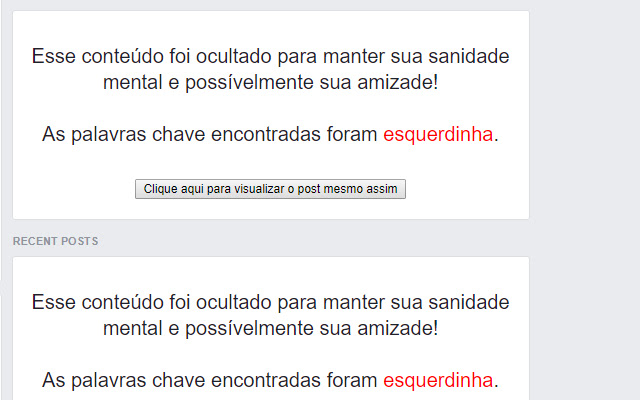 Chega de política no Facebook  from Chrome web store to be run with OffiDocs Chromium online