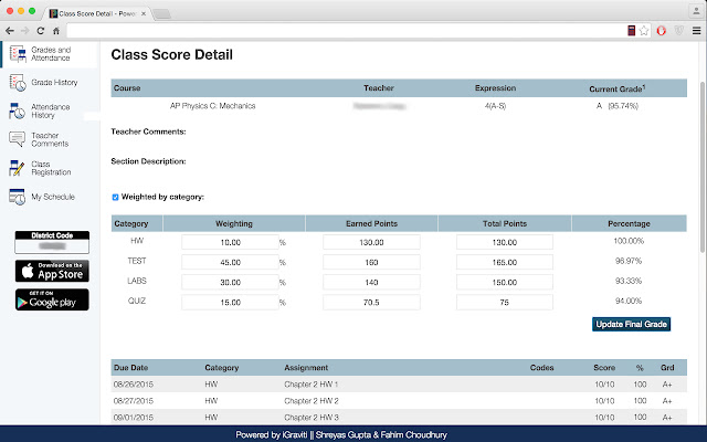 Cherry Creek Schools Powerschool Calculator  from Chrome web store to be run with OffiDocs Chromium online