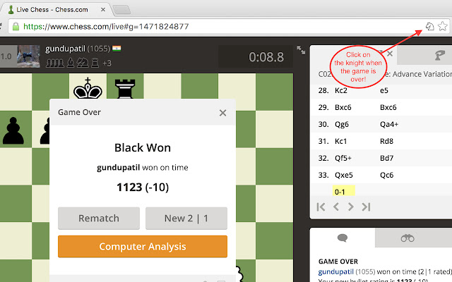 Chess.com Analysis at Lichess  from Chrome web store to be run with OffiDocs Chromium online