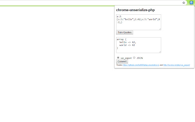 chrome unserialize php  from Chrome web store to be run with OffiDocs Chromium online