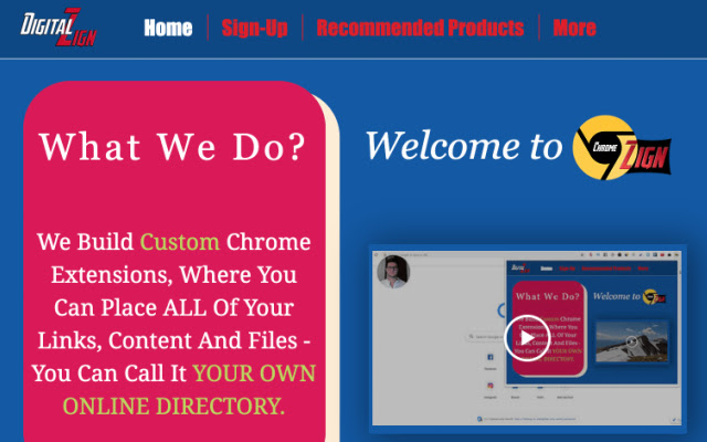 ChromeZign Demo  from Chrome web store to be run with OffiDocs Chromium online