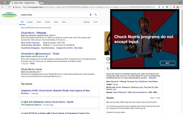 Chuck Norris Daily Jokes  from Chrome web store to be run with OffiDocs Chromium online