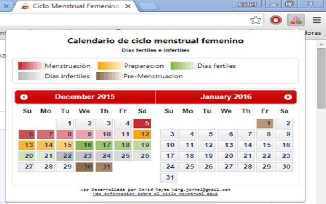 Ciclo Menstrual Femenino  from Chrome web store to be run with OffiDocs Chromium online