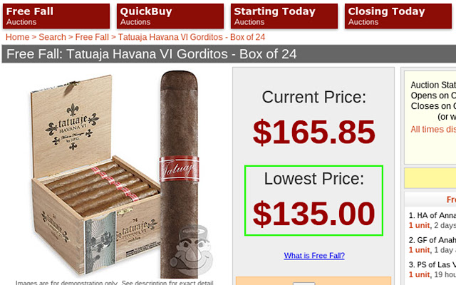 Cigar Bid Free Fall Watcher  from Chrome web store to be run with OffiDocs Chromium online