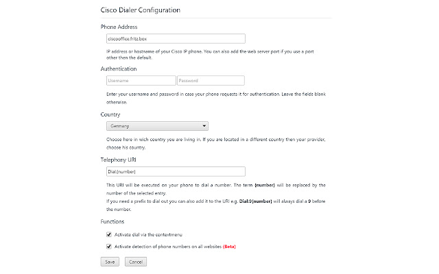 Cisco Dialer (Beta)  from Chrome web store to be run with OffiDocs Chromium online