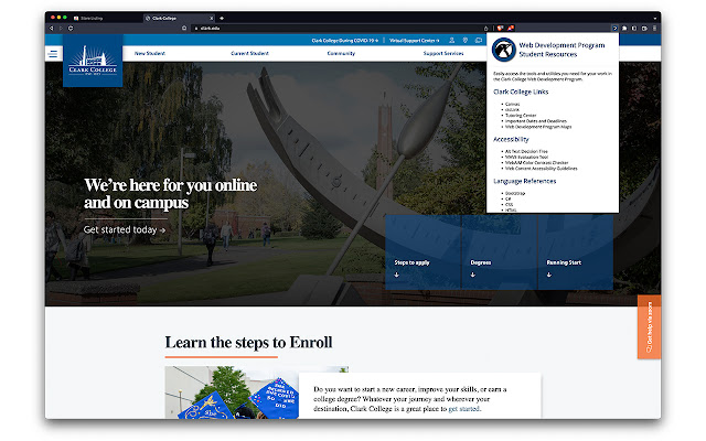 Clark College Web Development  from Chrome web store to be run with OffiDocs Chromium online