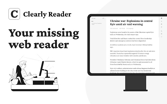 Clearly Reader Your missing reader mode  from Chrome web store to be run with OffiDocs Chromium online