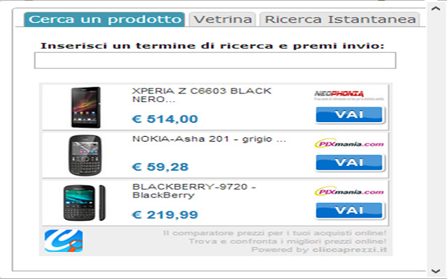 Cliccaprezzi Acquisti Online in un click!  from Chrome web store to be run with OffiDocs Chromium online