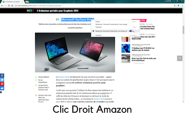 Clic Droit Amazon ze sklepu internetowego Chrome do uruchomienia z OffiDocs Chromium online