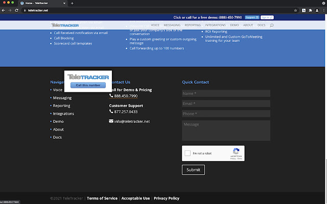 Click to Call by TeleTracker  from Chrome web store to be run with OffiDocs Chromium online