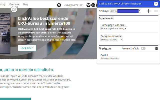 ClickValues VWO Chrome extension  from Chrome web store to be run with OffiDocs Chromium online