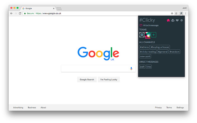#Clicky for Slack  from Chrome web store to be run with OffiDocs Chromium online