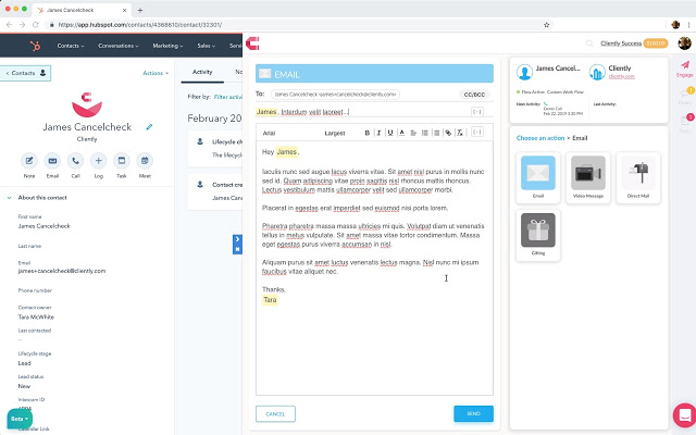 Cliently for HubSpot (staging)  from Chrome web store to be run with OffiDocs Chromium online