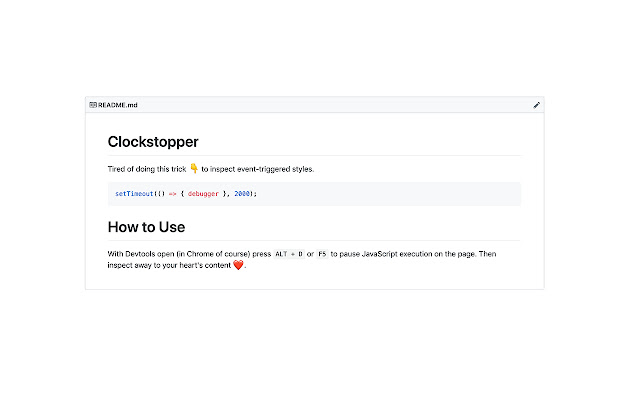 Clockstopper  from Chrome web store to be run with OffiDocs Chromium online