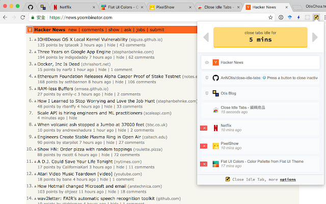 Close Idle Tabs  from Chrome web store to be run with OffiDocs Chromium online