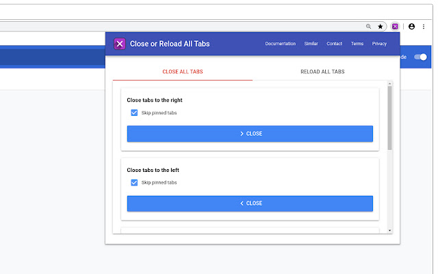 Close or Reload All Tabs  from Chrome web store to be run with OffiDocs Chromium online