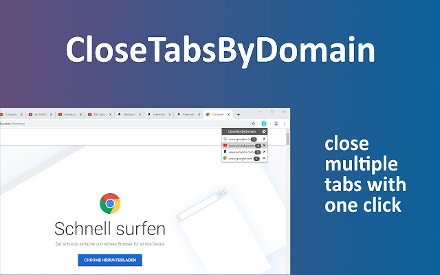 CloseTabsByDomain  from Chrome web store to be run with OffiDocs Chromium online