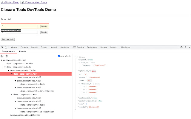 Closure Tools DevTools da Chrome Web Store para ser executado com OffiDocs Chromium online