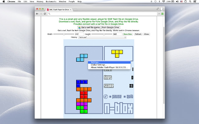 Cloud SWF Player with Drive  from Chrome web store to be run with OffiDocs Chromium online