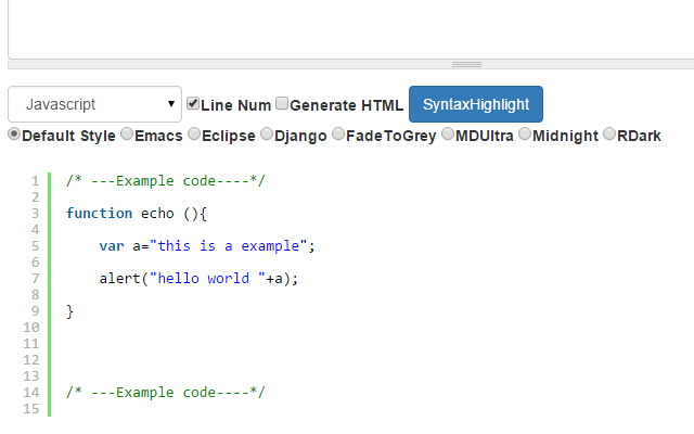 Code Syntax Highlighter  from Chrome web store to be run with OffiDocs Chromium online