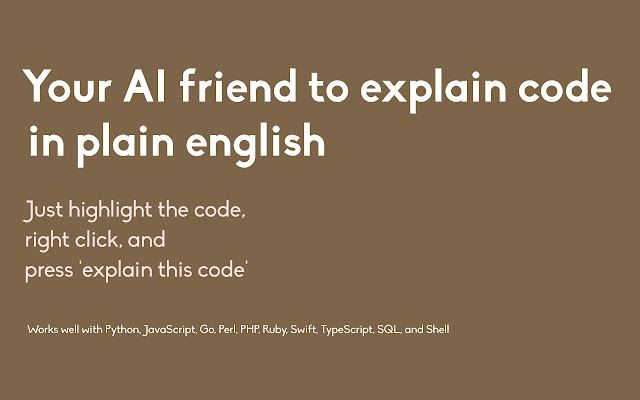 Codexplainer AI (beta)  from Chrome web store to be run with OffiDocs Chromium online