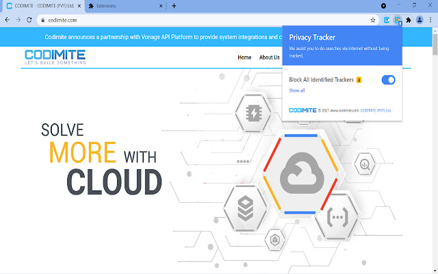 Codimite privacy tracker  from Chrome web store to be run with OffiDocs Chromium online