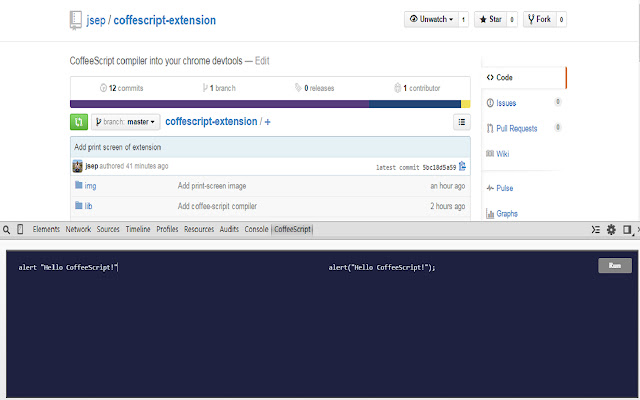 CoffeeScript Compiler  from Chrome web store to be run with OffiDocs Chromium online