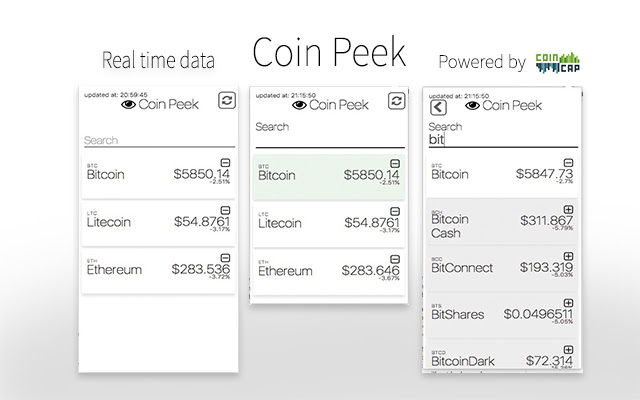 Coin Peek  from Chrome web store to be run with OffiDocs Chromium online